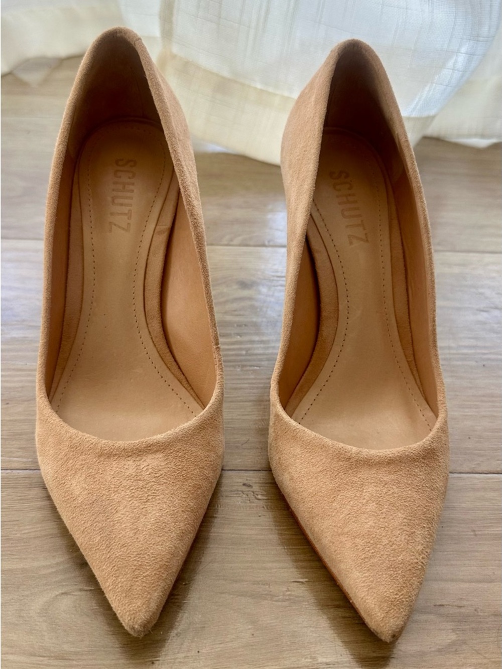 SCHUTZ Tan Suede Pointed-Toe Pumps